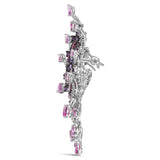 18K White Gold 1.00 Cttw Diamond, Ruby  Sapphire, and Amethyst Mixed Gemstone Butterfly Brooch Pin (G-H Color, VS1-VS2 Clarity)-3 thumbnail 4