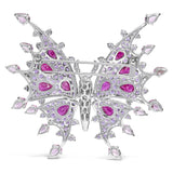 18K White Gold 1.00 Cttw Diamond, Ruby  Sapphire, and Amethyst Mixed Gemstone Butterfly Brooch Pin (G-H Color, VS1-VS2 Clarity)-4 thumbnail 5