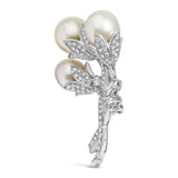 18K White Gold 2 1/5 Cttw Diamond and South Sea Pearl Floral Brooch Pin (G-H Color, VS1-VS2 Clarity)-3 thumbnail 4