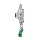 18K 2 3/4 Cttw Diamond and Emerald Dangle Art Deco Shield Brooch Pin Pendant (G-H Color, VS1-VS2 Clarity) CHAIN NOT INCLUDED-3 thumbnail 4