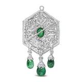 18K 2 3/4 Cttw Diamond and Emerald Dangle Art Deco Shield Brooch Pin Pendant (G-H Color, VS1-VS2 Clarity) CHAIN NOT INCLUDED-4 thumbnail 5