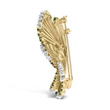 18K Yellow Gold 2 1/3 Cttw Diamond, Sapphire, and Emerald Sculpted Petal Brooch Pin (G-H Color, VS1-VS2 Clarity)-3 thumbnail 4