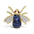 18K yellow gold bumblebee brooch with blue sapphire and diamond stones
