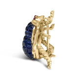 18K Yellow Gold 3/8 Cttw Diamond and 5 4/5 Cttw Blue Sapphire Bumblebee Brooch Pin (F-G Color, VS2-SI1 Clarity)-3 thumbnail 4