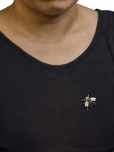 18K Yellow Gold 3/8 Cttw Diamond and 5 4/5 Cttw Blue Sapphire Bumblebee Brooch Pin (F-G Color, VS2-SI1 Clarity)-2 thumbnail 3
