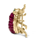 18K Yellow Gold 3/8 Cttw Diamond and 6 3/4 Cttw Red Ruby Bumblebee Brooch Pin (F-G Color, VS2-SI1 Clarity)-1 thumbnail 2