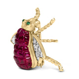 18K Yellow Gold 3/8 Cttw Diamond and 6 3/4 Cttw Red Ruby Bumblebee Brooch Pin (F-G Color, VS2-SI1 Clarity)-3 thumbnail 4
