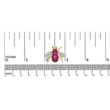 18K Yellow Gold 3/8 Cttw Diamond and 6 3/4 Cttw Red Ruby Bumblebee Brooch Pin (F-G Color, VS2-SI1 Clarity)-4 thumbnail 5