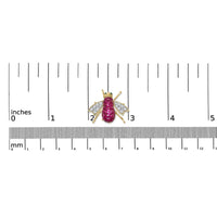 18K Yellow Gold 3/8 Cttw Diamond and 6 3/4 Cttw Red Ruby Bumblebee Brooch Pin (F-G Color, VS2-SI1 Clarity)