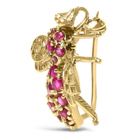 14K Yellow Gold Red Ruby Bee Brooch Pin