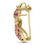 14K Yellow Gold Red Ruby Bee Brooch Pin-3 thumbnail 4