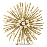 18K Yellow Gold Cultured Freshwater Pearl Starburst Brooch Pin-0 thumbnail 1