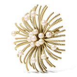18K Yellow Gold Cultured Freshwater Pearl Starburst Brooch Pin-1 thumbnail 2