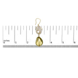 14K Yellow Gold Citrine and Baroque Pearl Drop and Dangle Earrings 1 3/4 Inch Dangle-4 thumbnail 5