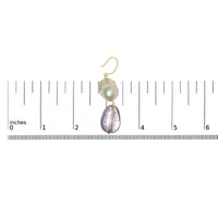 14K Yellow Gold Amethyst and Baroque Pearl Drop and Dangle Earrings 2