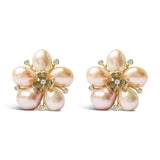 18K Rose Gold 3/8 Cttw Diamond and Freshwater Pearl Blossom Stud Earrings-0 thumbnail 1