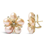 18K Rose Gold 3/8 Cttw Diamond and Freshwater Pearl Blossom Stud Earrings-3 thumbnail 4
