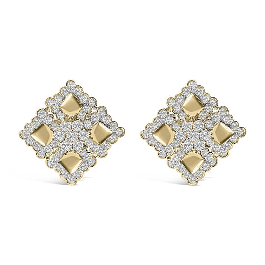 18K yellow gold ring with cluster of round diamond stones, 5 ct total
