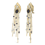 14K Yellow Gold 1.0 Cttw Diamond and Blue Sapphire Chandelier Earrings-1 thumbnail 2