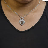18K 3/4 Cttw Diamond and 12.5 MM Cultured Black Tahitian Pearl Heart Pendant Necklace (G-H Color, SI1-SI2 Clarity) - 18