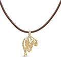 18K gold cat pendant necklace with 1.00 ct diamonds and matte finish