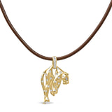 18K gold cat pendant necklace with 1.00 ct diamonds and matte finish thumbnail 1
