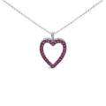 18K black rhodium gold necklace with heart diamond and ruby open heart pendant