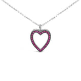 18K black rhodium gold necklace with heart diamond and ruby open heart pendant thumbnail 1
