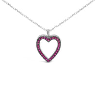 18K 1/3 Cttw Diamond and Red Ruby Open Heart with Black Rhodium 18