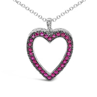 18K 1/3 Cttw Diamond and Red Ruby Open Heart with Black Rhodium 18