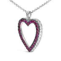 18K 1/3 Cttw Diamond and Red Ruby Open Heart with Black Rhodium 18