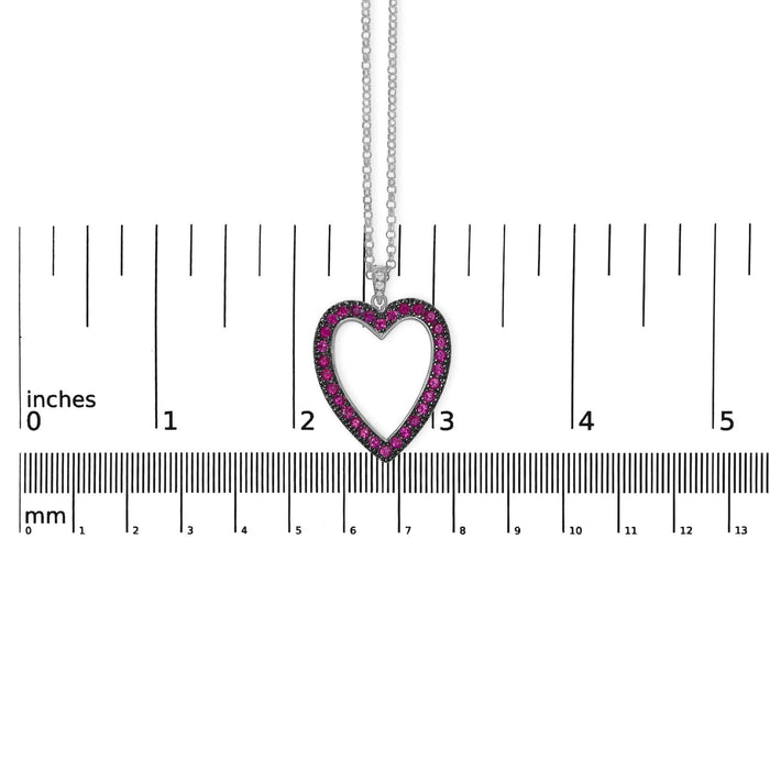 18K 1/3 Cttw Diamond and Red Ruby Open Heart with Black Rhodium 18