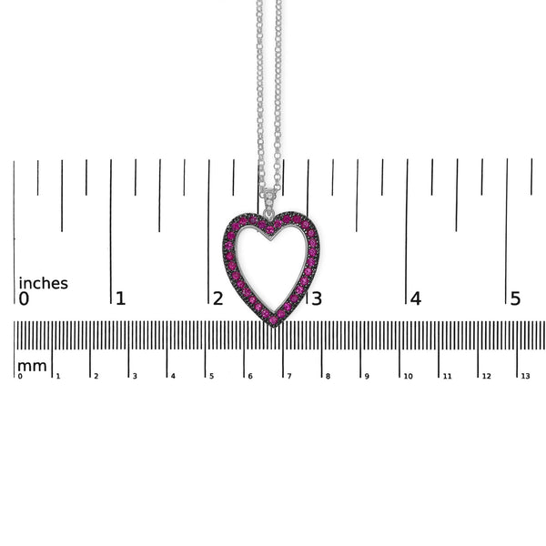 18K 1/3 Cttw Diamond and Red Ruby Open Heart with Black Rhodium 18