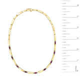 14K Yellow Gold Red Ruby and 3/8 Cttw Diamond Alternating Link Necklace-4 thumbnail 5