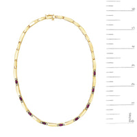 14K Yellow Gold Red Ruby and 3/8 Cttw Diamond Alternating Link Necklace