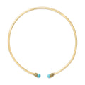 18K yellow gold collar necklace with two cabochon turquoise stones