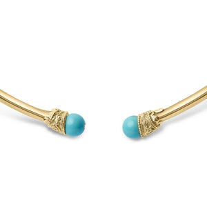 18K Yellow Gold Sculpted Collar Necklace with Turquoise Cabochon Ends-1