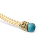 18K Yellow Gold Sculpted Collar Necklace with Turquoise Cabochon Ends-3 thumbnail 4