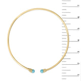 18K Yellow Gold Sculpted Collar Necklace with Turquoise Cabochon Ends-4 thumbnail 5