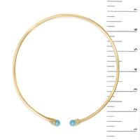 18K Yellow Gold Sculpted Collar Necklace with Turquoise Cabochon Ends