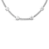 14K White Gold 1.0 Cttw Diamond Flower and Bar Station Necklace-1 thumbnail 2