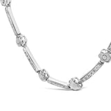 14K White Gold 1.0 Cttw Diamond Flower and Bar Station Necklace-3 thumbnail 4
