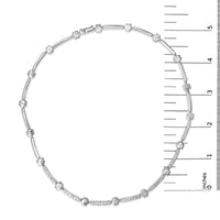 14K White Gold 1.0 Cttw Diamond Flower and Bar Station Necklace