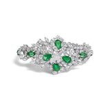 Certified Platinum 38.0 Cttw Diamond and 19 3/4 Cttw Brazilian Green Emerald Necklace, Bracelet & Earrings Three-Piece Set-1 thumbnail 2