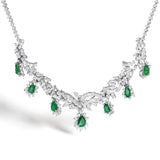 Certified Platinum 38.0 Cttw Diamond and 19 3/4 Cttw Brazilian Green Emerald Necklace, Bracelet & Earrings Three-Piece Set-3 thumbnail 4