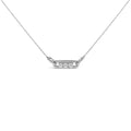 Sterling Silver 1/5 Cttw Round Diamond 3 Stone Station Bar Necklace-0