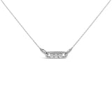 Sterling Silver 1/5 Cttw Round Diamond 3 Stone Station Bar Necklace-0 thumbnail 1