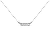 Sterling Silver 1/5 Cttw Round Diamond 3 Stone Station Bar Necklace