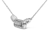 Sterling Silver 1/5 Cttw Round Diamond 3 Stone Station Bar Necklace-3 thumbnail 4