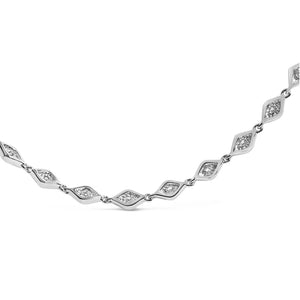 Sterling Silver 3/8 Cttw Diamond Marquise Station Necklace-1